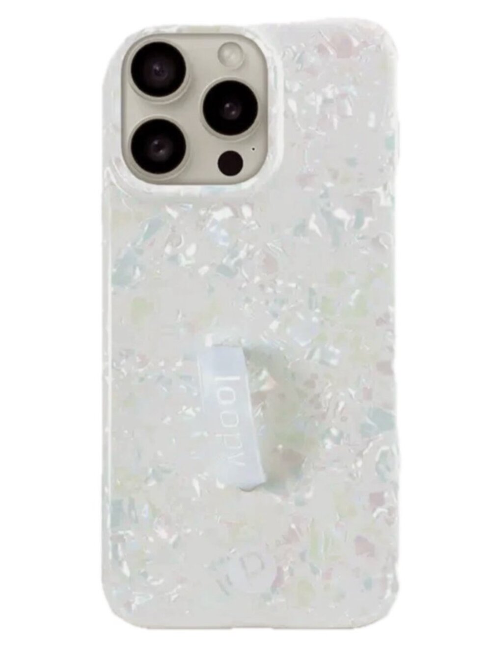 NWT Loopy WHITE OPAL SHELL iPhone 15 Pro Max Phone Case Righty